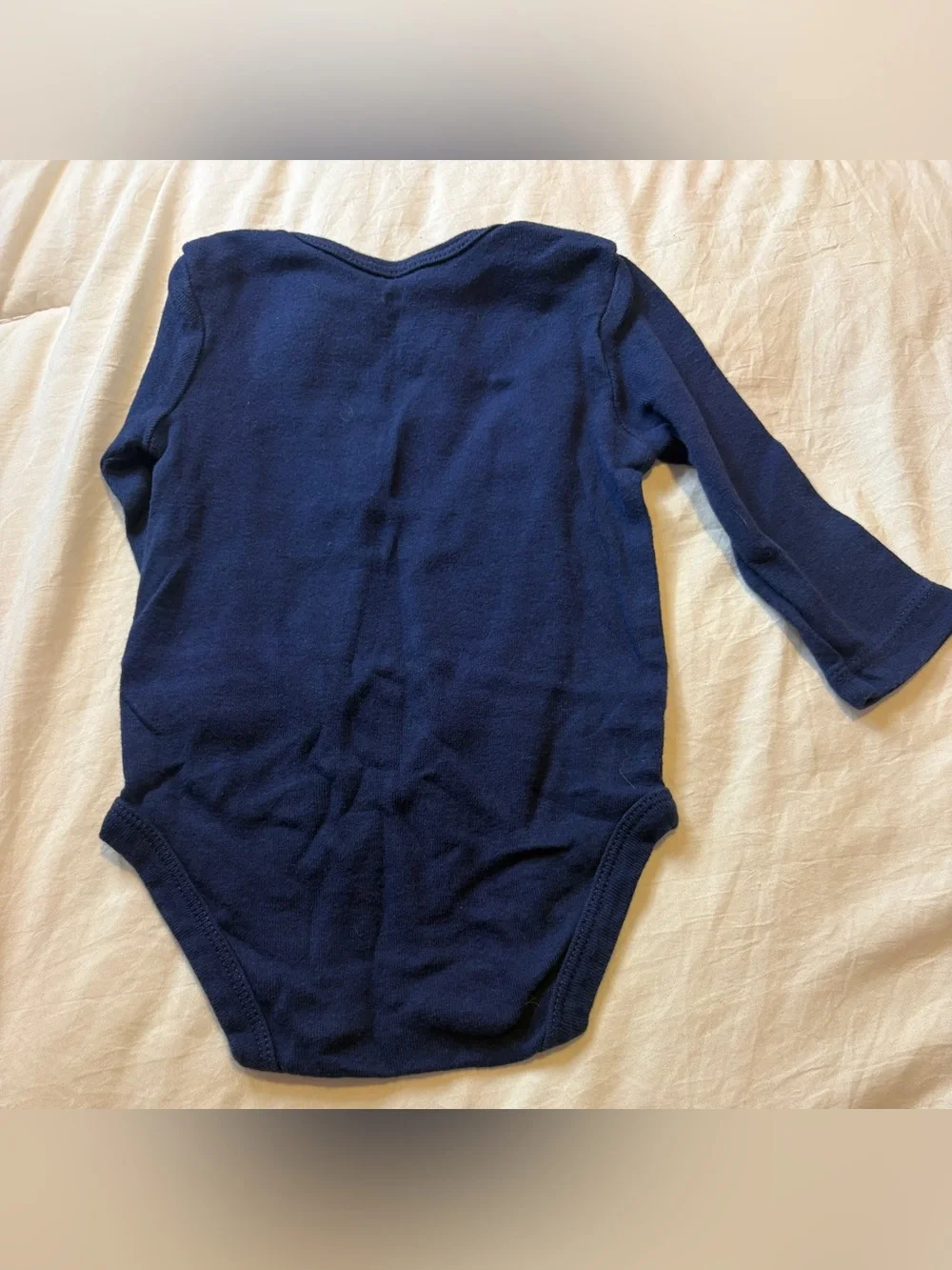 Long-Sleeve Navy Baby One-Piece with Turkey Graphic
